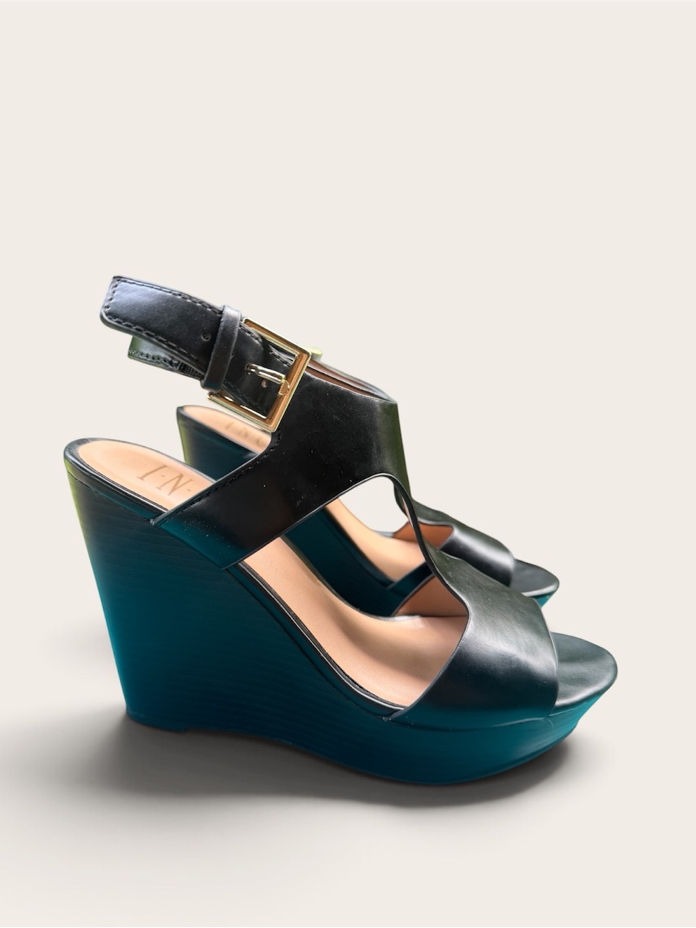 INC International Concepts Black Platform Block Heel Sandals